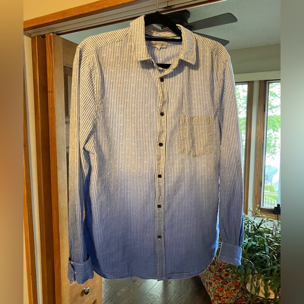 Sovereign Code Aztec Western Ombre Denim Long Sleeve Button Down Top